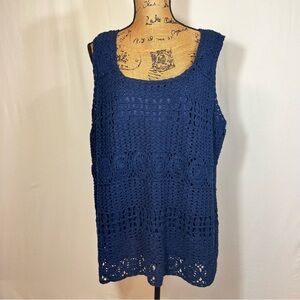 Jones New York Navy Crochet Tank Top size 3X
